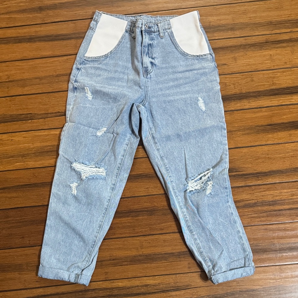 Stylish Light Blue Distressed Jeans